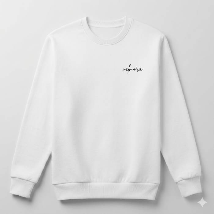 Velmora Signature White Sweat Shirt